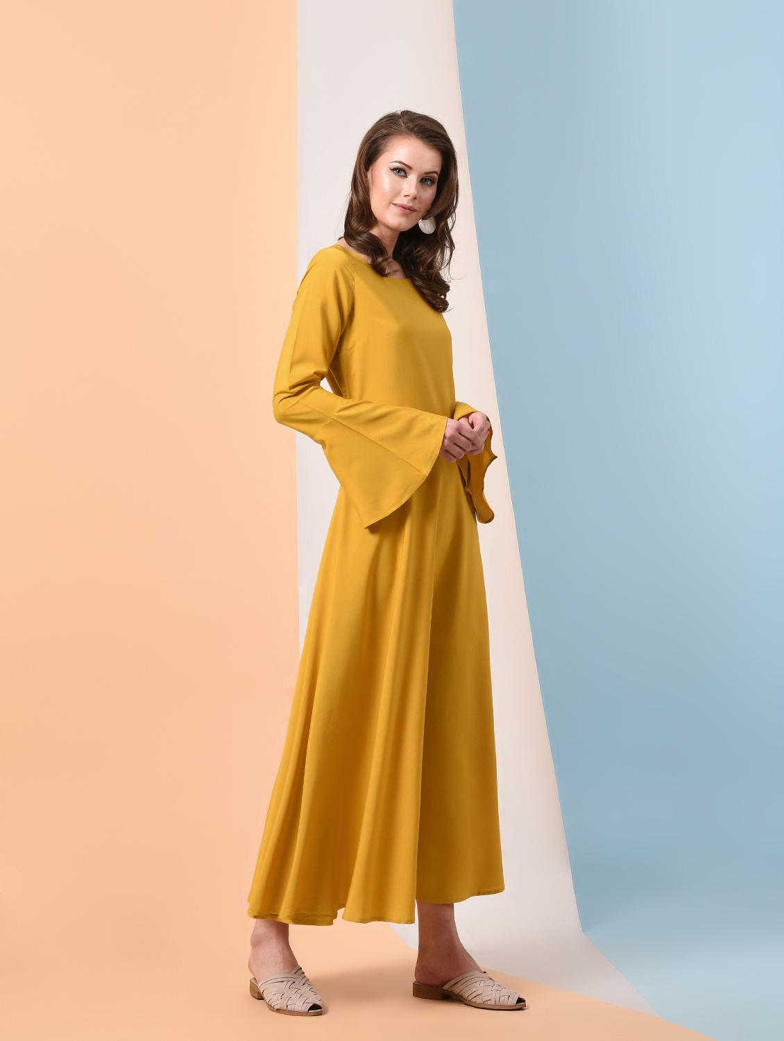 bell sleeved tie back maxi dress - 16237064 - Zoom Image - 2