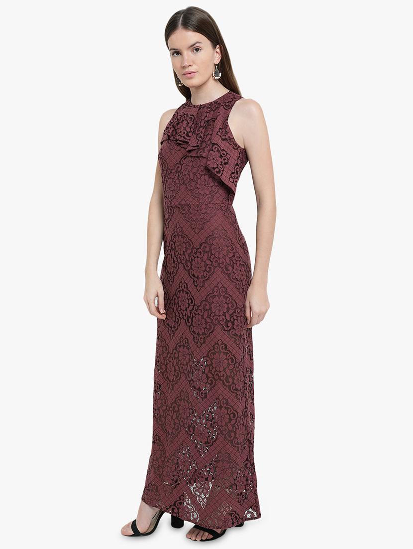 ruffle detail laced maxi dress - 16237260 - Zoom Image - 2