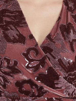 sequined overlap neck maxi dress - 16237269 - Standard Image - 5