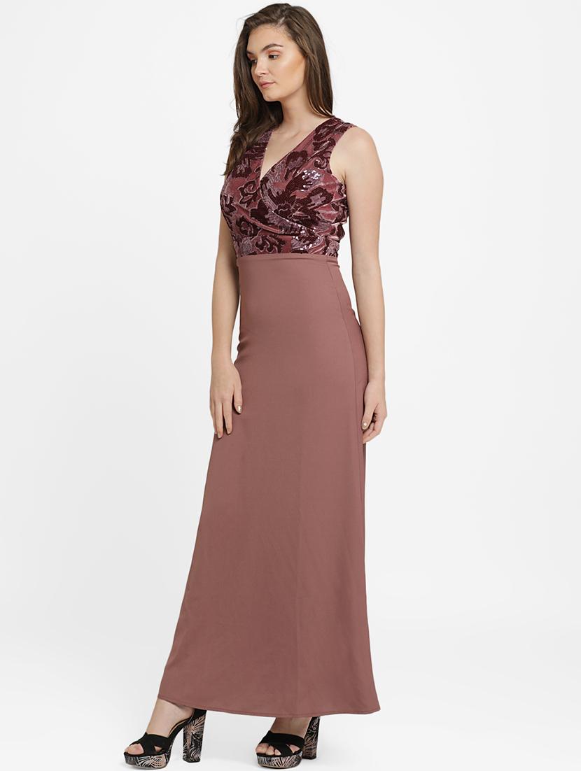 sequined overlap neck maxi dress - 16237269 - Zoom Image - 2