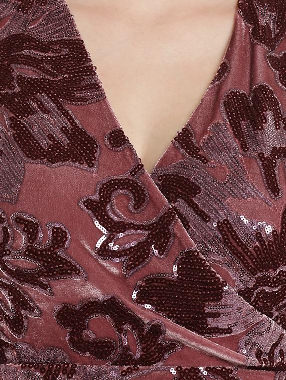sequined overlap neck maxi dress - 16237269 - Zoom Image - 5