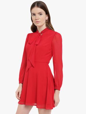 tie knot neck a-line dress - 16237304 - Standard Image - 2
