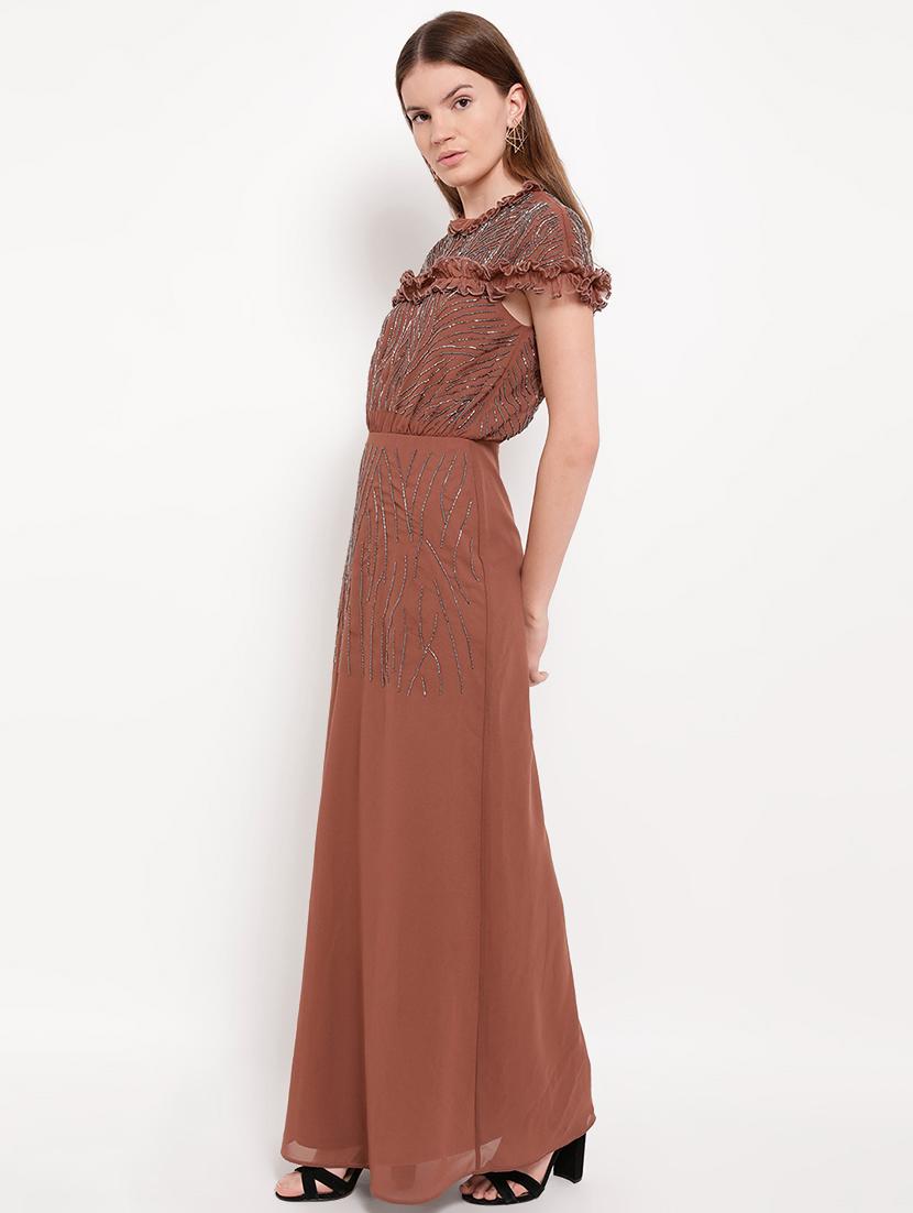 frill detail embellished gown - 16237306 - Zoom Image - 2
