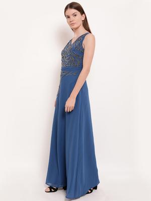 v- neck embellished gown - 16237321 - Standard Image - 2