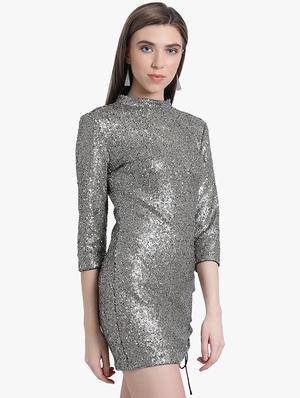 mock neck metallic sheath dress - 16237325 - Standard Image - 2