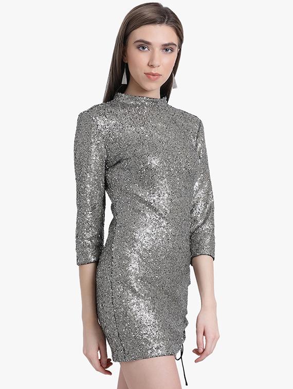 mock neck metallic sheath dress - 16237325 - Zoom Image - 2