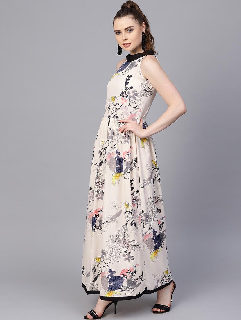 contrast binding floral maxi dress - 16237394 - Zoom Image - 2