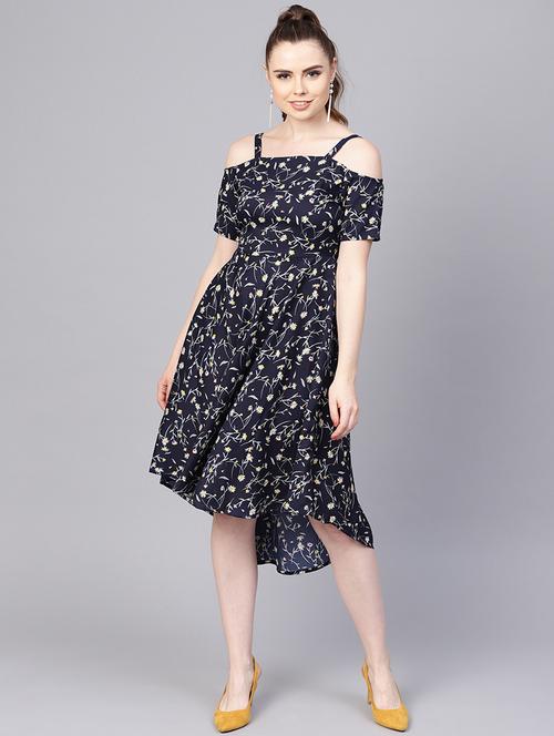 cold shoulder floral high low dress - 16237398 - Standard Image - 1