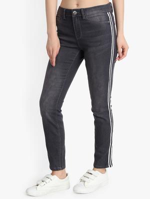 side taped slim fit jeans - 16237425 - Standard Image - 2