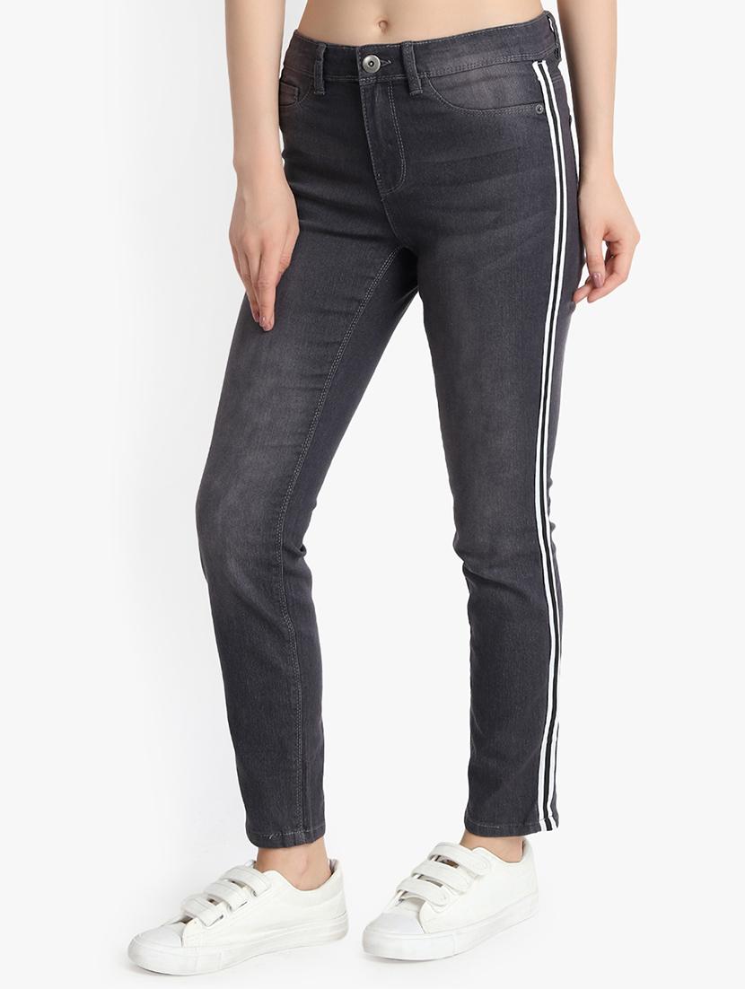 side taped slim fit jeans - 16237425 - Zoom Image - 2