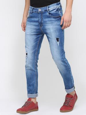 blue cotton blend heavy washed jeans - 16237535 - Standard Image - 2
