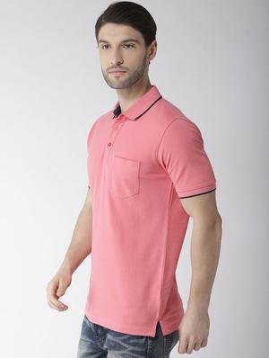 pink solid polo tshirt - 16238156 - Standard Image - 2
