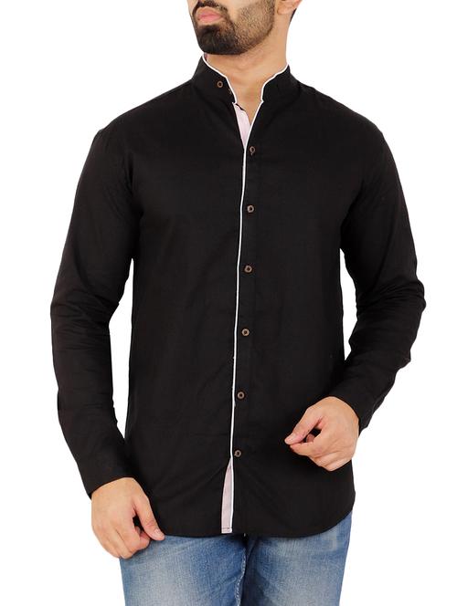 black solid casual shirt - 16238280 - Standard Image - 1