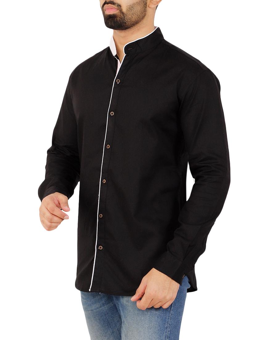 black solid casual shirt - 16238280 - Zoom Image - 2