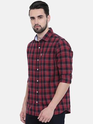 maroon checkered casual shirt - 16238414 - Standard Image - 2