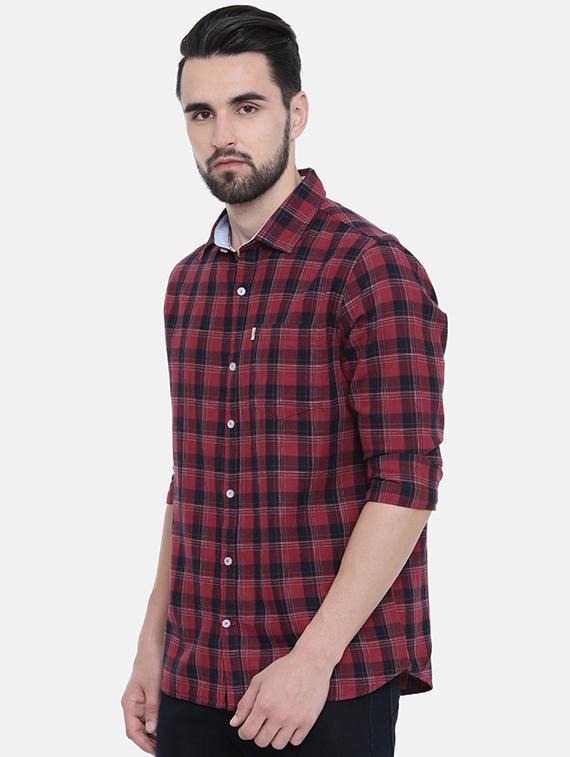 maroon checkered casual shirt - 16238414 - Zoom Image - 2