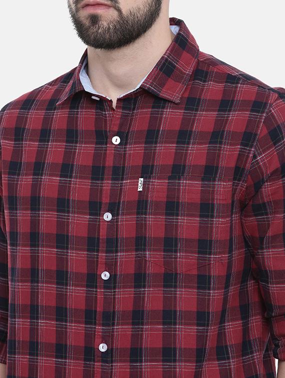maroon checkered casual shirt - 16238414 - Zoom Image - 5