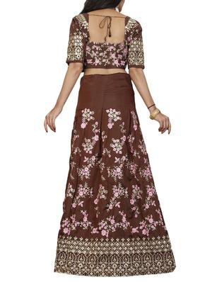 floral embroidered flared lehenga - 16239113 - Standard Image - 2