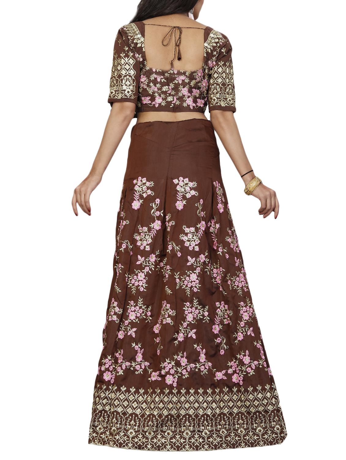 floral embroidered flared lehenga - 16239113 - Zoom Image - 2