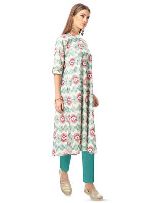 Printed a-line kurta - 16239443 - Standard Image - 2