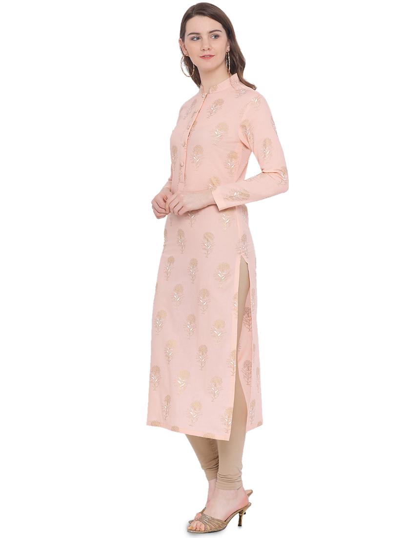 foil printed straight kurta - 16239722 - Zoom Image - 2