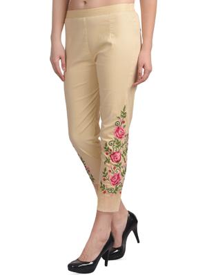 beige cotton straight tapered pant - 16239810 - Standard Image - 2