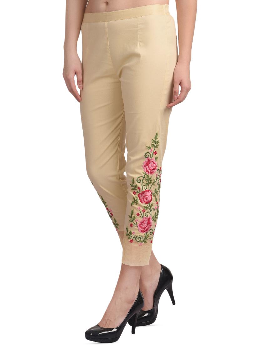 beige cotton straight tapered pant - 16239810 - Zoom Image - 2