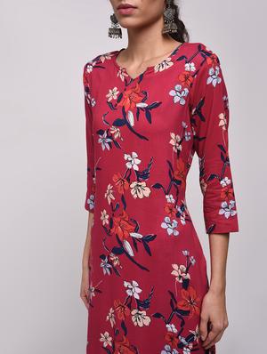 floral printed straight kurta - 16239829 - Standard Image - 5