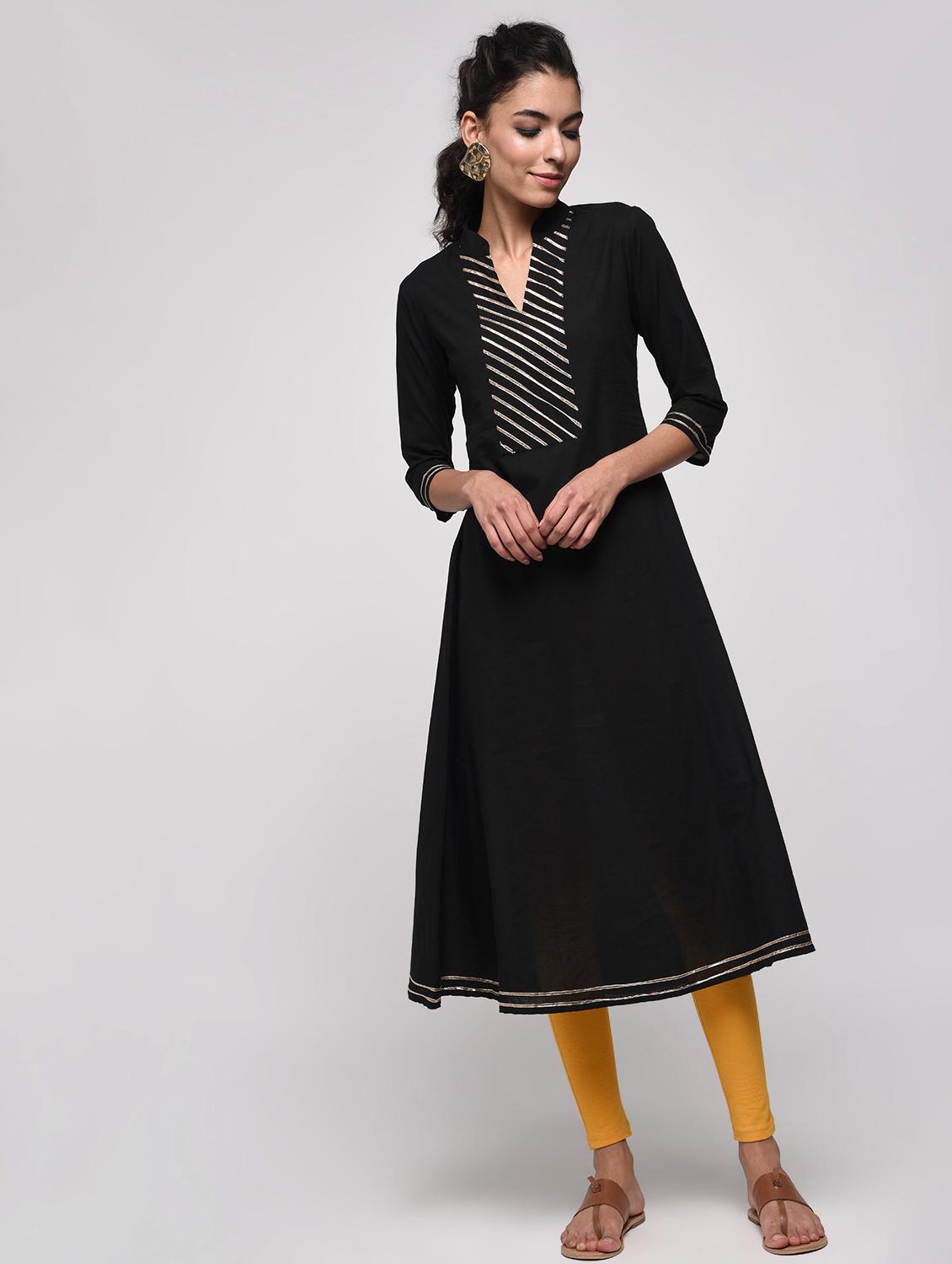 gota work flared kurta - 16239838 - Zoom Image - 2
