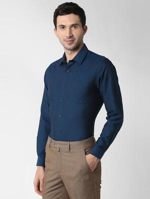 blue self design formal shirt - 16240690 - Standard Image - 2