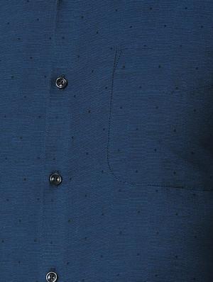 blue self design formal shirt - 16240690 - Standard Image - 5