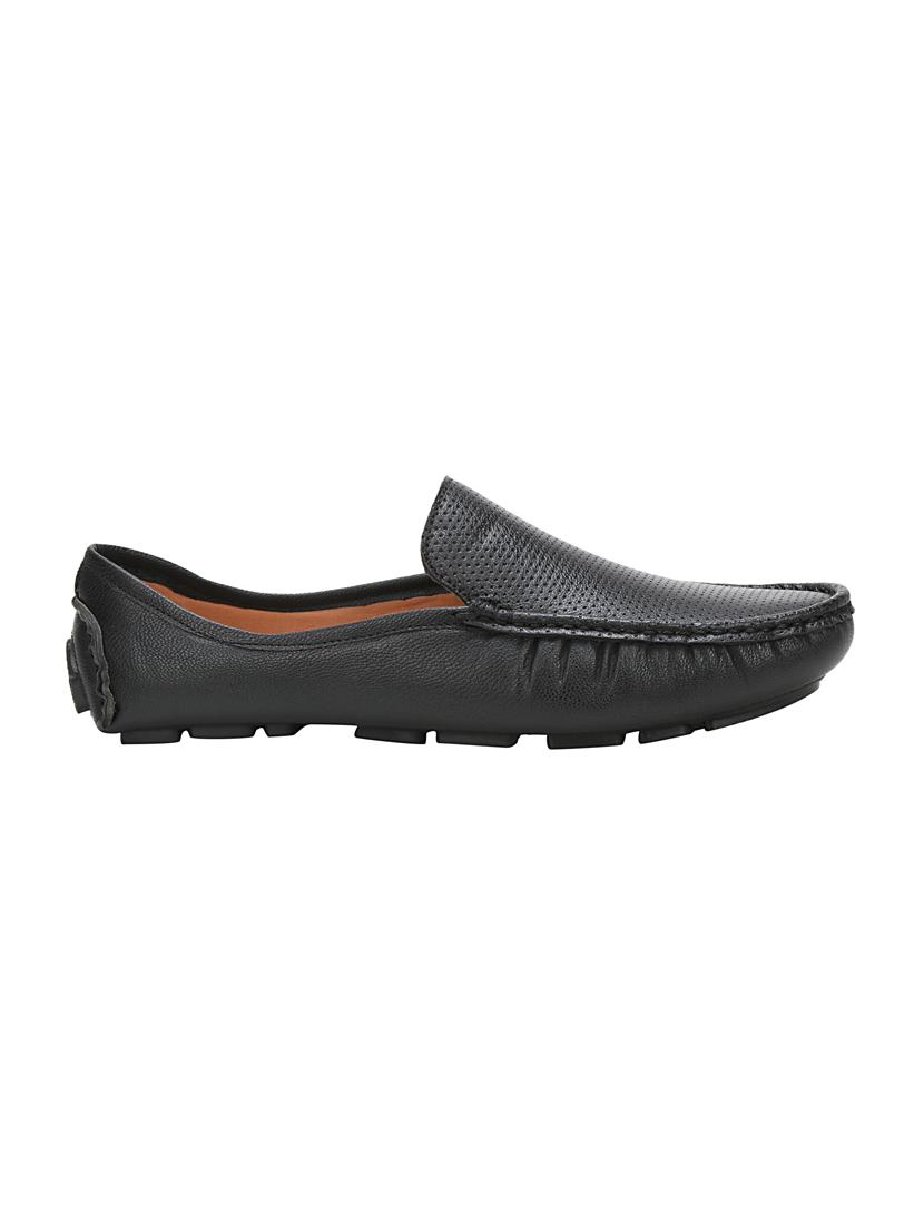black leatherette slip on loafers - 16240804 - Zoom Image - 2
