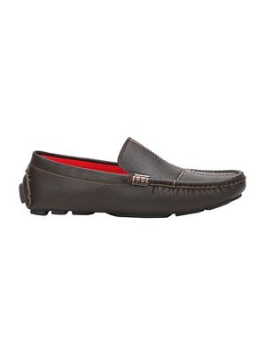 brown leatherette slip on loafers - 16240806 - Standard Image - 2