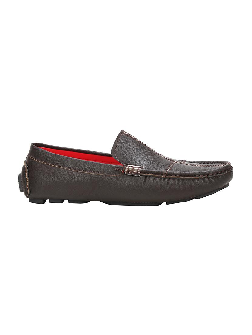 brown leatherette slip on loafers - 16240806 - Zoom Image - 2