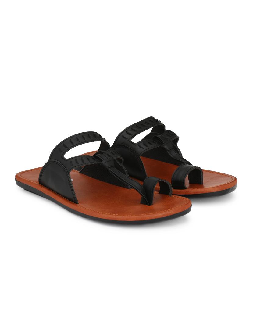 black leatherette slip on slippers - 16241397 - Zoom Image - 2