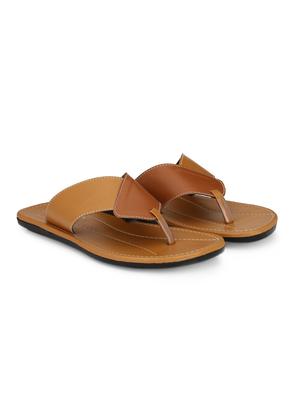 tan leatherette toe separator slippers - 16241399 - Standard Image - 2