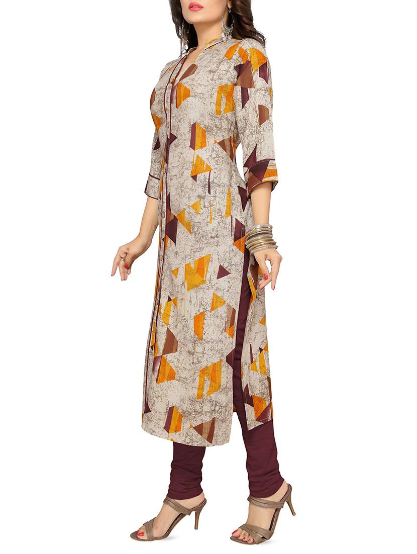 geometrical printed straight kurta - 16241435 - Zoom Image - 2