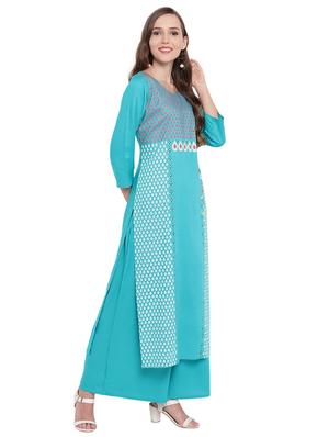 Block printed kurta with palazzo set - 16242351 - Standard Image - 2