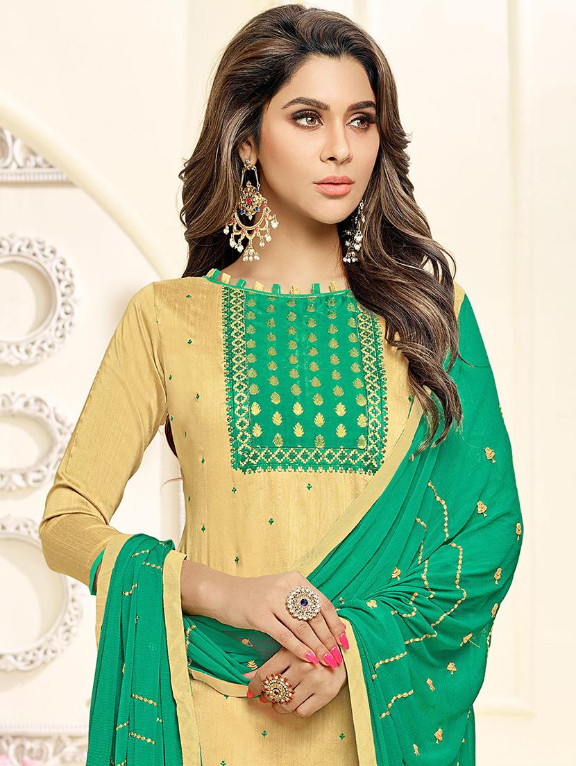 embroidered churidaar unstitched suit - 16242476 - Zoom Image - 2