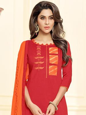Embroidered churidaar unstitched suit - 16242484 - Standard Image - 2