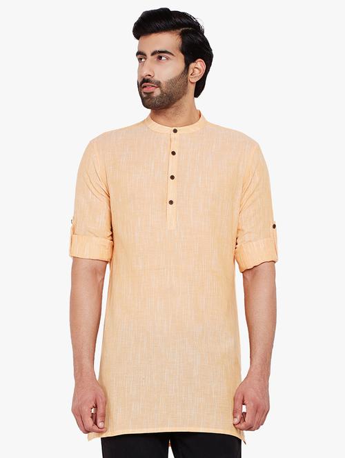 yellow solid short kurta - 16242799 - Standard Image - 1