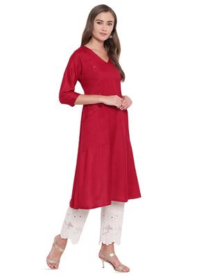 Solid a-line kurta - 16244135 - Standard Image - 2