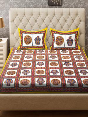 Cotton Double Bedsheet with 2 Pillow Covers - 16244153 - Standard Image - 2