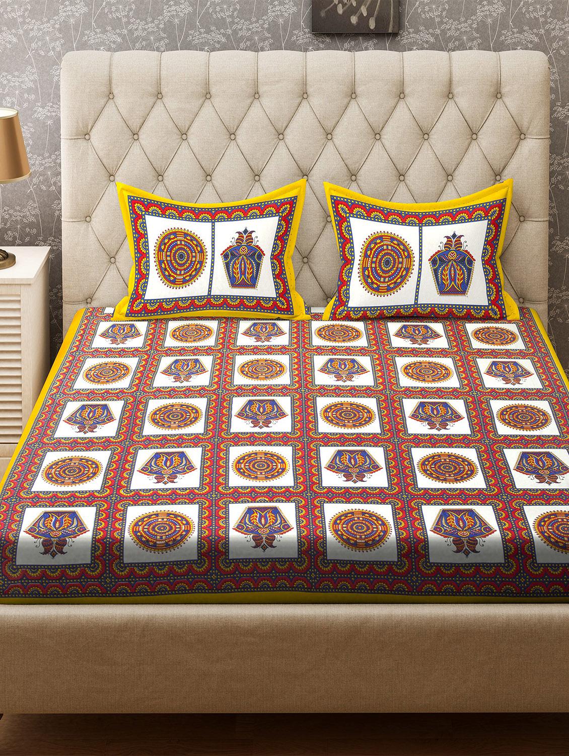 Cotton Double Bedsheet with 2 Pillow Covers - 16244153 - Zoom Image - 2