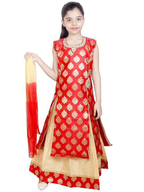 red silk blend lehnga choli - 16244344 - Standard Image - 1