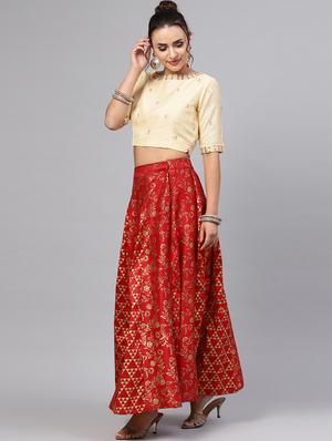 Contrast flared lehenga - 16244545 - Standard Image - 2