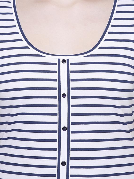 scoop neck stripes print tee - 16245186 - Zoom Image - 5