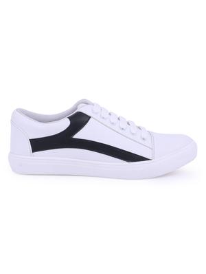white leatherette lace up sneakers - 16245259 - Standard Image - 2