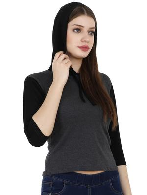 Hooded Three quarter sleeve tee - 16245368 - Standard Image - 2