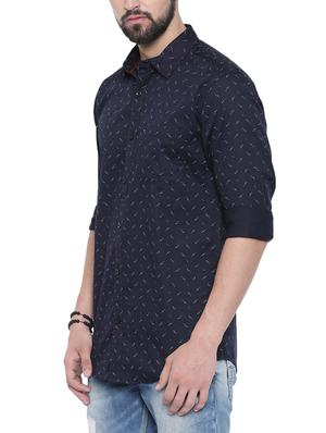 navy blue printed casual shirt - 16245488 - Standard Image - 2